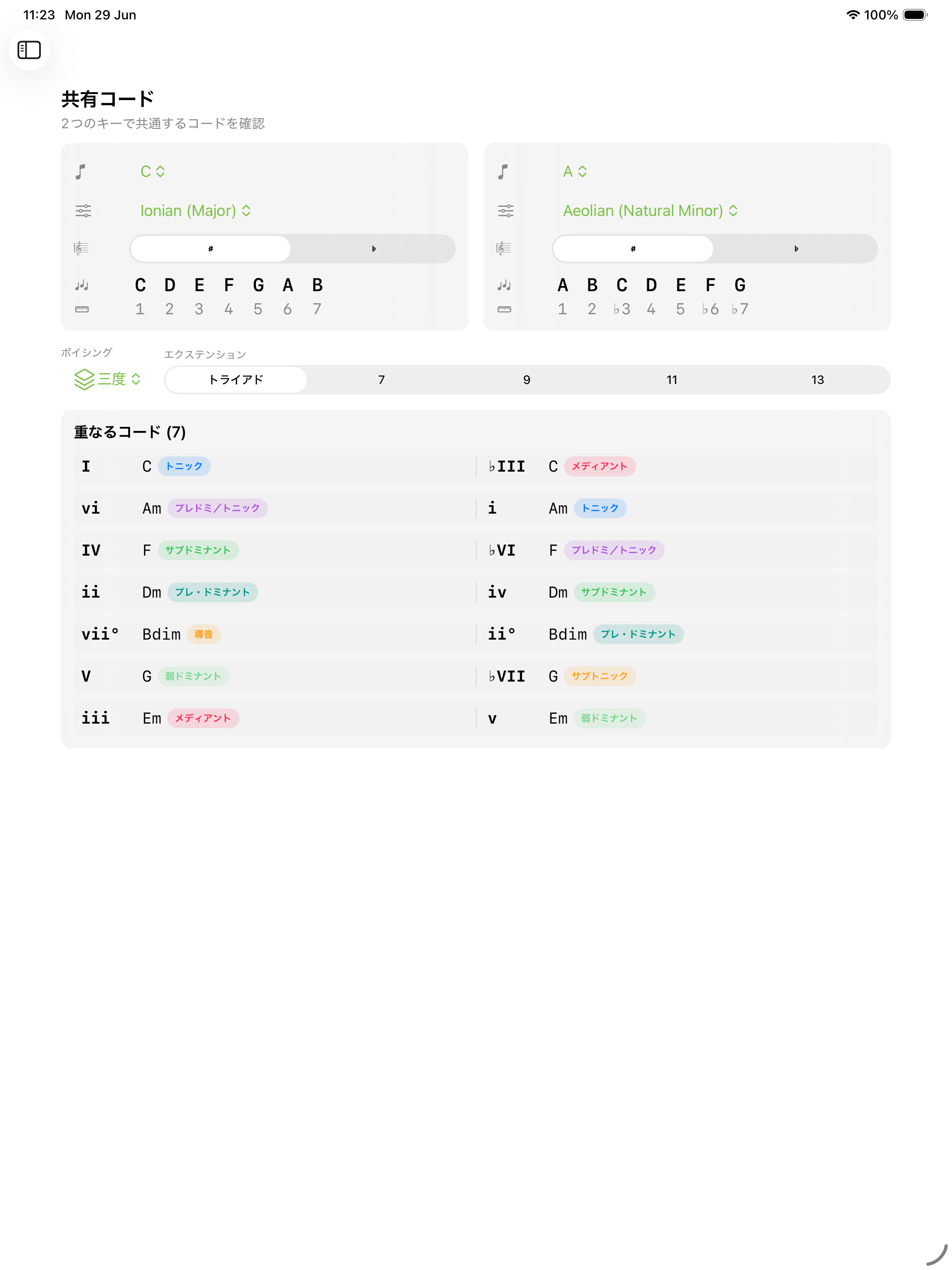 iPadで共有コード画面